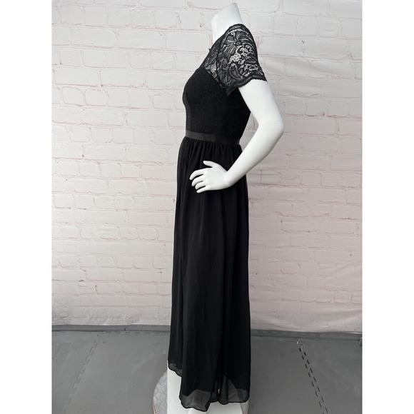 Dressystar Women Long Formal Black Dress Floral Lace Short Sleeve S - Picture 4 of 15